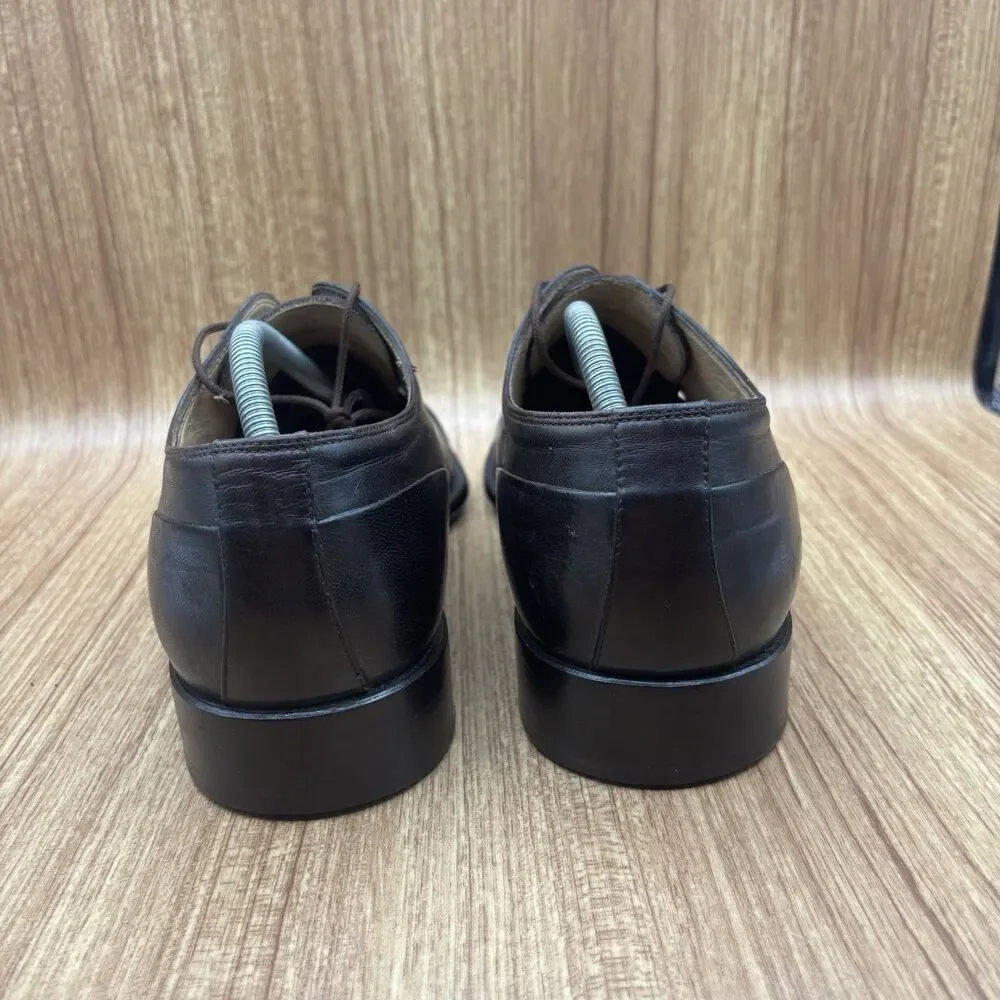 BALLY ROGERS CAP TOE MEN DRESS SHOES BROWN LEATHER‎ OXFORD LACE UP US 11.5 D